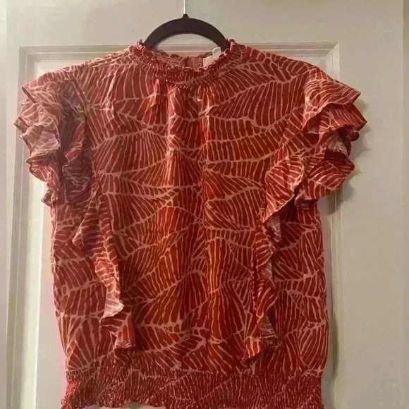 XS orange top with ruffles and elastic waist - Picture 4 of 9
